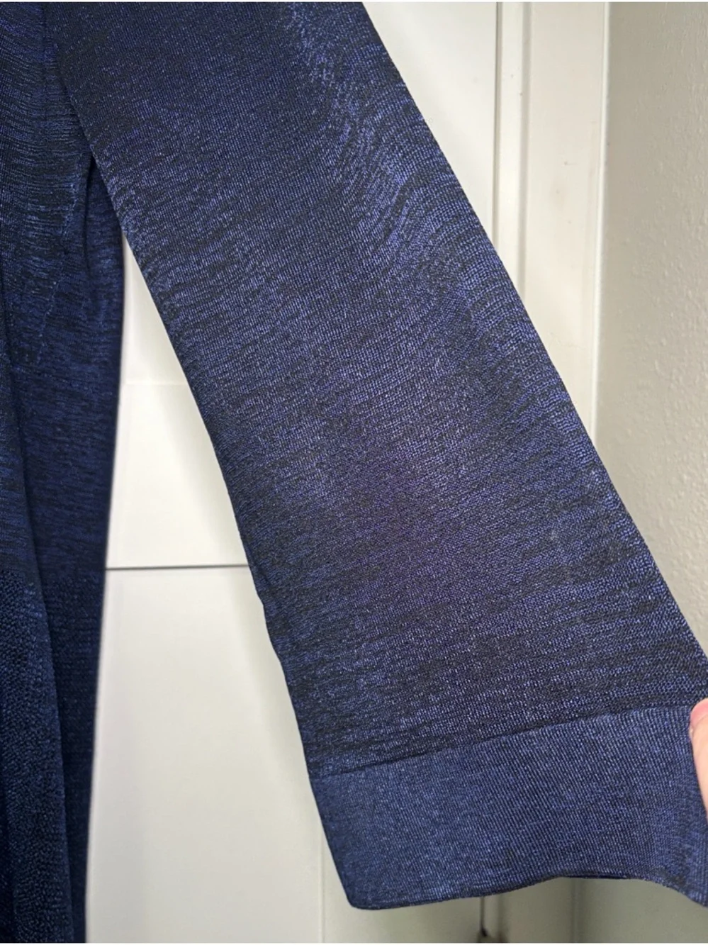 Chico’s Long Navy Black Cardigan Size 2 Duster Open Front Lightweight Layer - Picture 5 of 15